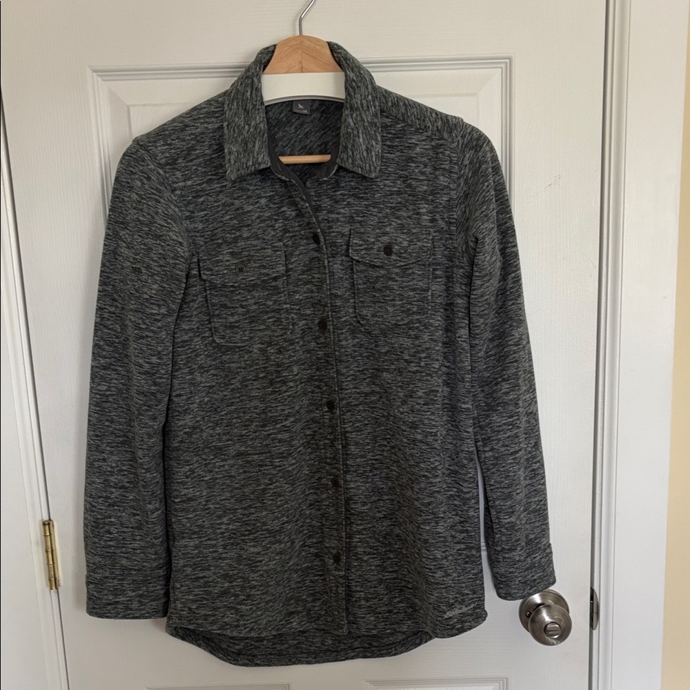 Eddie Bauer Women's Gray Fleece Button Down Shirt